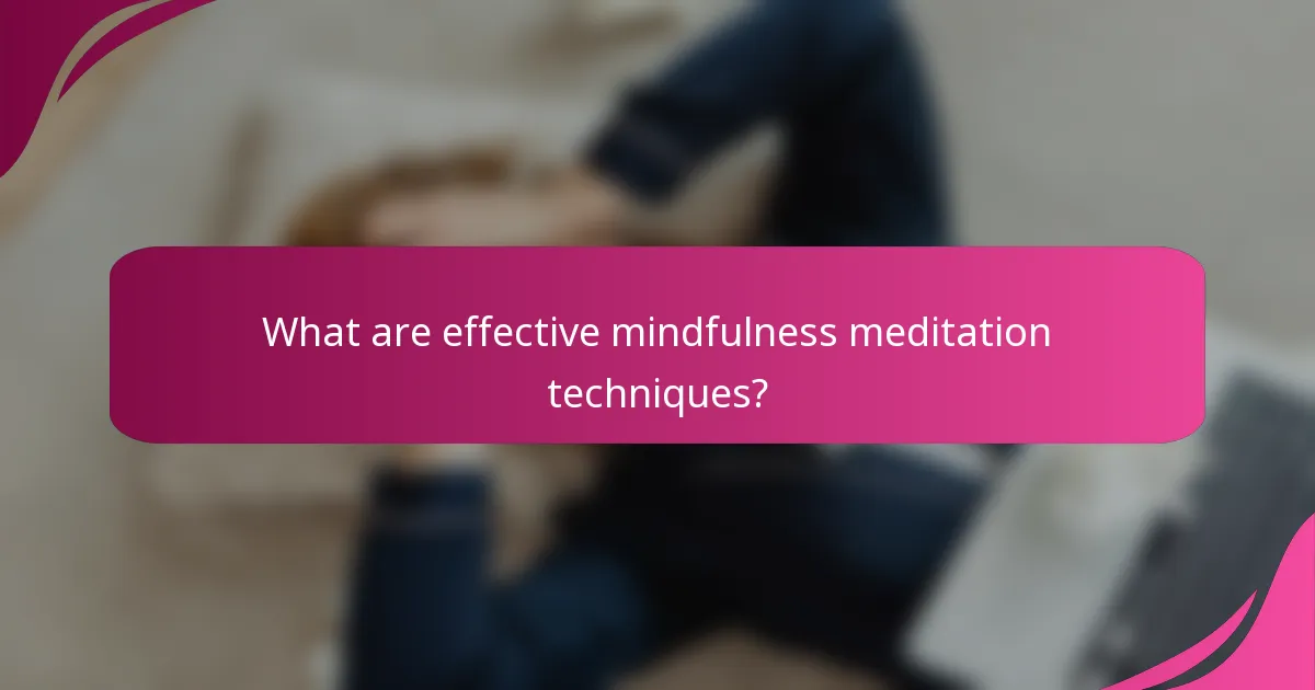 What are effective mindfulness meditation techniques?
